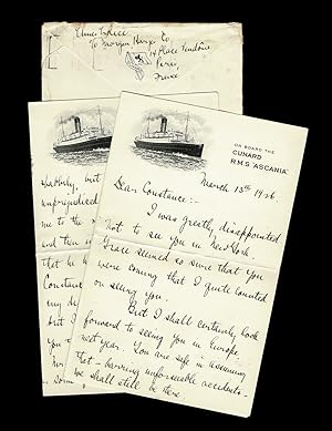 Eight Page ALS Written by Pulitzer Prize Winner Elmer Rice While Onboard the Cunard Lines R.M.S. ...