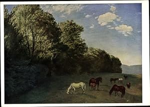 Künstler Ansichtskarte / Postkarte Thoma, Hans, Weidende Pferde