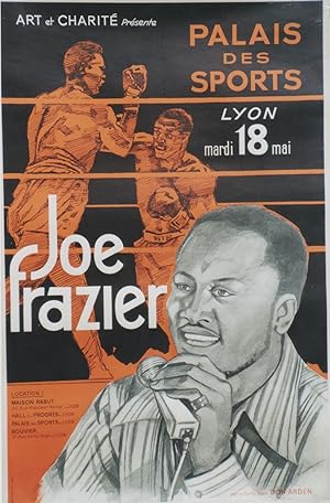 "JOE FRAZIER PALAIS des SPORTS LYON 1971" Affiche originale entoilée / Offset Imp. AFFICHES GAILL...