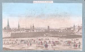 [Vue de la prise de Berggson, Holland].Original 18th Century vue optique.