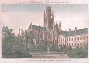 Vue de l?Église St. Ouen à Rouen prise du Jardin des Plantes.Original 18th Century vue optique.