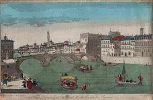 92e. Vue Perspective du Pont de la Trinite de Florence.Original 18th Century vue optique.