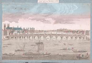 [View of Westminster Bridge and Thames River, London].Original 18th Century vue optique.