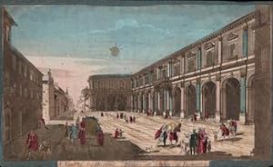 A View of the Hospital Piazza of St. Mari al Florence.Original 18th Century vue optique.
