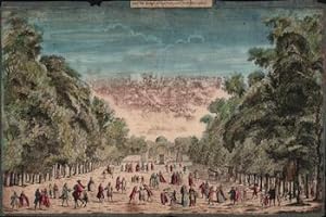 [Vue des champs église et d?une partie tuileries à Paris].Original 18th Century vue optique.