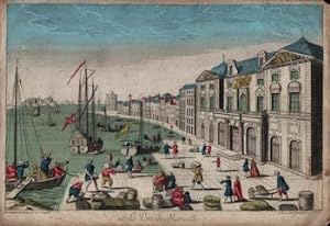 16e. Le Port de Marseilles.Original 18th Century vue optique.