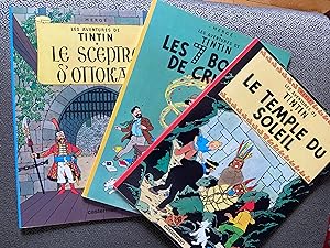 Set of 3 Tintin Books in French (France)- Special Editions for Total: Le Sceptre D'Ottokar, Les 7...