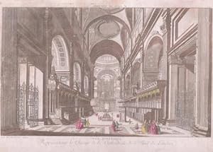 Representant le Choeur de la Cathedrale de St. Paul de Londres.Original 18th Century vue optique.