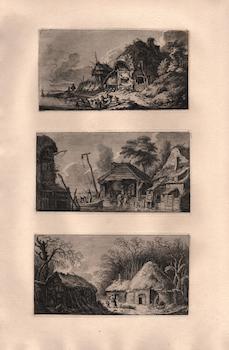 Winterlandschaft mit Reisigsammlern auf dem Heimweg, Plate 103, II. Der Waschplatz am Kanaleingan...