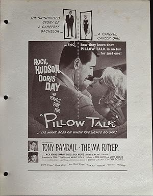 Pillow Talk Campaign Sheet 1959 Rock Hudson, Doris Day, Tony Randall