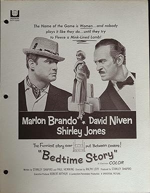Bedtime Story Campaign Sheet 1964 Marlon Brando, David Niven
