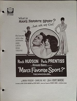 Man's Favorite Sport Campaign Sheet 1964 Rock Hudson, Paula Prentiss