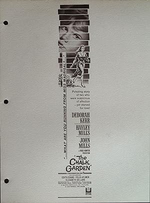 The Chalk Garden. Campaign Sheet 1964 Deborah Kerr, Hayley Mills