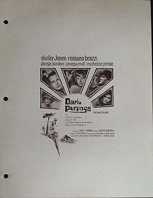 Dark Purpose Campaign Sheet 1964 Shirley Jones, Rossano Brazzi
