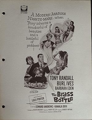 The Brass Bottle Campaign Sheet 1964 Tony Randall, Barbara Eden