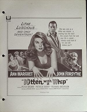 Kitten with a Whip Campaign Sheet 1964 Ann-Margaret, John Forsythe
