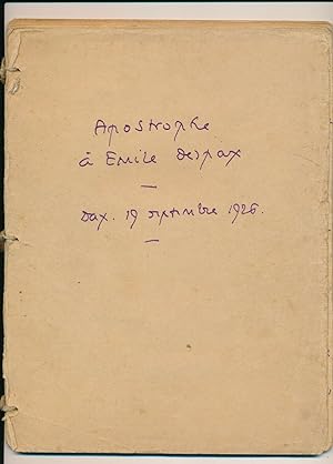 Thierry SANDRE à Emile DESPAX hommage manuscrit autographe signé 1926