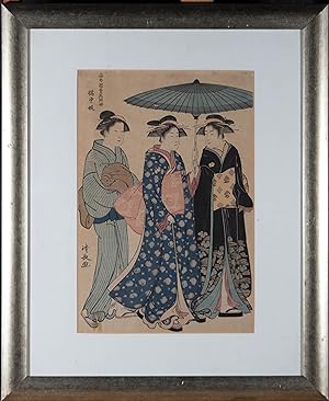 Torii Kiyonaga (1752â"1815) - c. 1788 Japanese Woodblock, Geisha Strolling