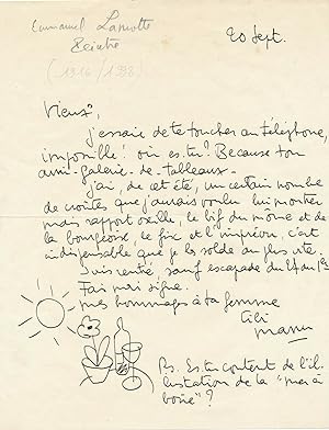 Emmanuel LAMOTTE 1916-1998 peintre Normandie Sainte Adresse lettre illustrée