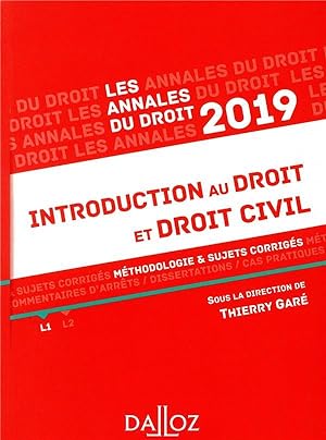 introduction au droit et droit civil ; méthodologie & sujets corrigés (édition 2019)