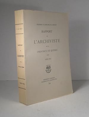 Rapport de l'Archiviste de la Province de Québec pour 1934-1935