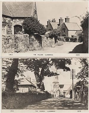 The Church Llandwrog Village 2x Real Photo Welsh Postcard s