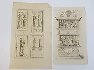 2 Original Plates from Dugldale's Antiquities of Warwickshire Illustrated 1765 showing Memorials ...