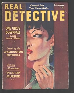 Real Detective 12/1938-Oriental woman with knife cover-Hollywood's Peeping Tom'-Texas Ranger -VG/FN