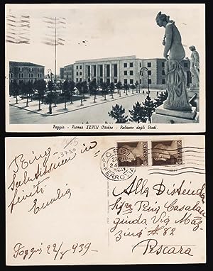 Foggia palazzo degli studi cartolina d'epoca viaggiata 1939