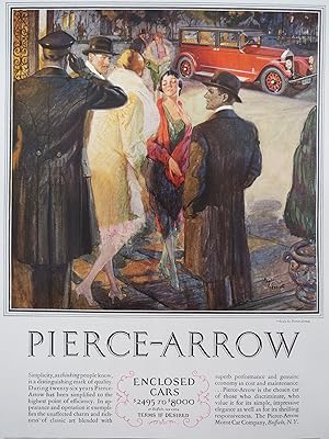 VINTAGE 1927 ART DECO PIERCE ARROW ADVERTISING COLOR PRINT