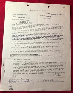 January 31, 1956 Robert Penn Warren Signed Publishing Contract (Band of Angels)