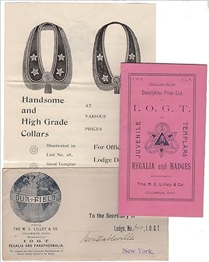 "HANDSOME AND HIGH GRADE COLLARS FOR OFFICERS, LODGE DEPUTIES AND MEMBERS" - A mail-order package...