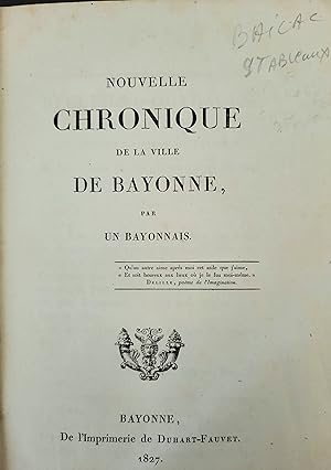 Nouvelle chronique de la ville de Bayonne