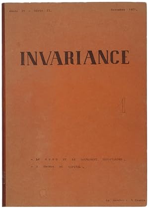 INVARIANCE. Année IV - Série II - N. 1. Novembre 1971. Pubblication trimestrielle.: