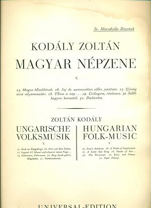 Magyar népzene. V. Ungarische Volksmusik. V. Hungarian Folk-Music V