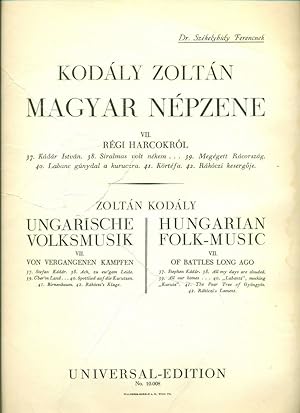 Magyar népzene. VII. Ungarische Volksmusik. VII. Hungarian Folk-Music VII
