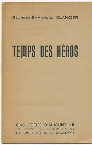 Georges-Emmanuel CLANCIER belle dédicace autographe signée Temps des Héros 1943