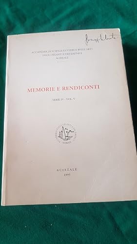 MEMORIE E RENDICONTI SERIE IV VOLUME V,