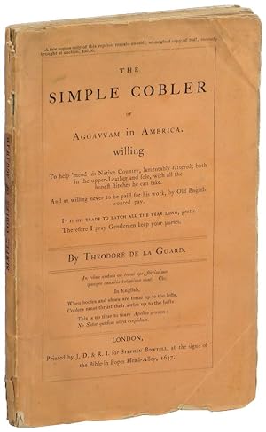 The Simple Cobler of Aggawam in America