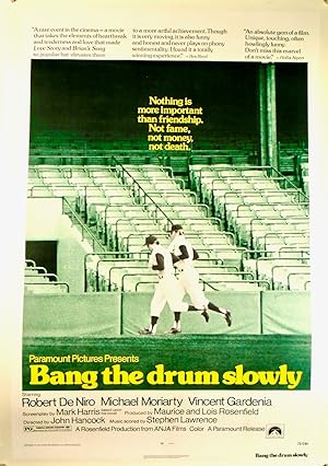 ORIGINAL ONE-SHEET MOVIE POSTER: "BANG THE DRUM SLOWLY" 1973 LINEN MOUNTED BASEBALL