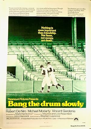 ORIGINAL ONE-SHEET MOVIE POSTER: "BANG THE DRUM SLOWLY" 1973 LINEN MOUNTED BASEBALL