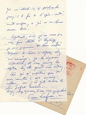 Pierre LAFUE 2 lettres autographes signées : se retrouver au Café de Flore