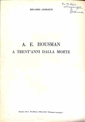 A. E. Housman a trent'anni dalla morte