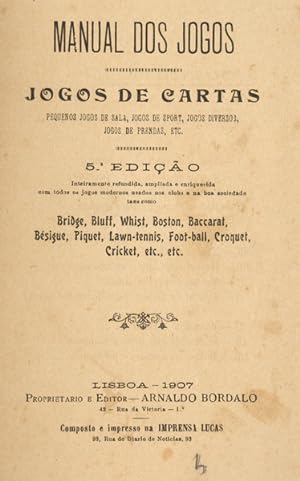MANUAL DOS JOGOS. JOGOS DE CARTAS.