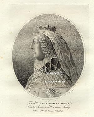 MARY,COUNTESS OF BUCKINGHAM,1799 Portrait Copper Print