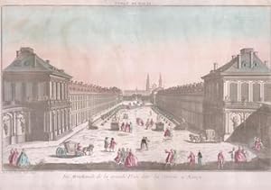 Vue Méridionale de la grande Place ditte la Carriere a Nancy.Original 18th Century vue optique.