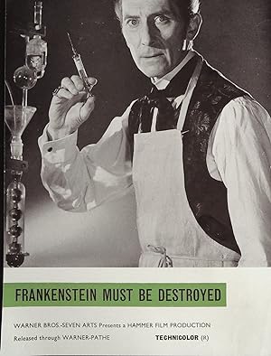 Frankenstein Must Be Destroyed Synopsis Sheet 1969 Peter Cushing