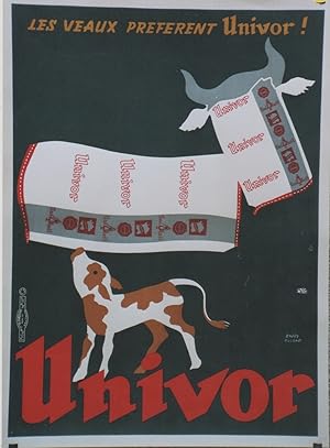 "UNIVOR" Affiche originale entoilée / Litho André ROLAND / IMP. DE LA VASSELAIS Paris (fin 50)