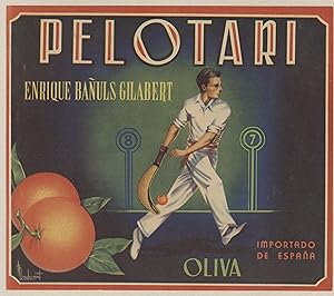 "PELOTARI" Affiche d'intérieur espagnole originale entoilée / Chromo-litho par MACHIRANT / OLIVA ...