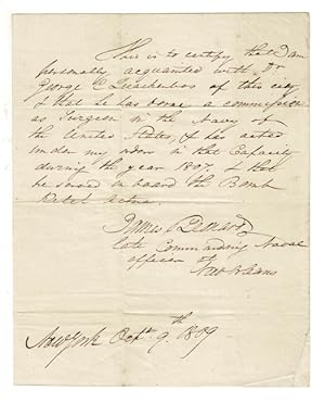 One-page autograph letter signed